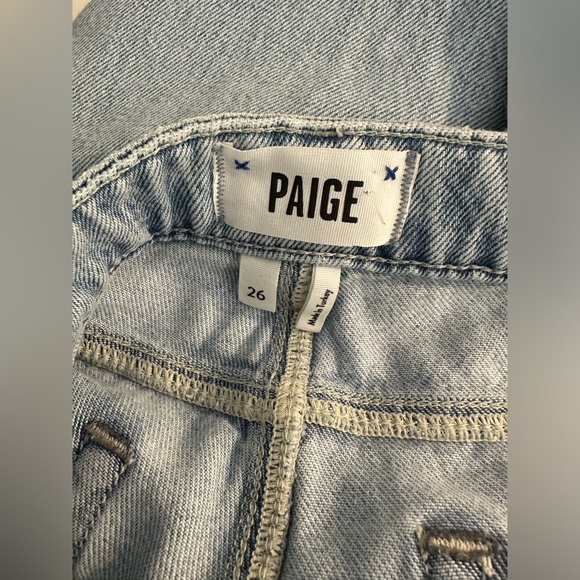 PAIGE Denim Noella Straight Raw Hem Jeans Doretta Destructed Wash Distressed - Picture 11 of 16